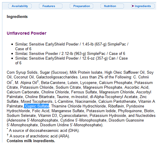 Click to enlarge Ingredient List