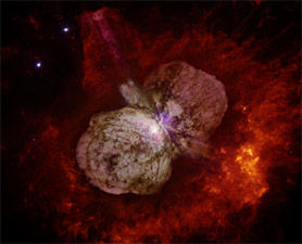 Click to enlarge Eta Carinae and its bipolar Homunculus Nebula