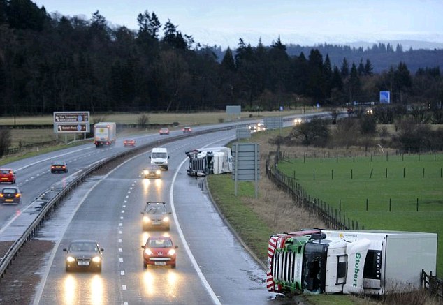UK storm overturned lorry 2