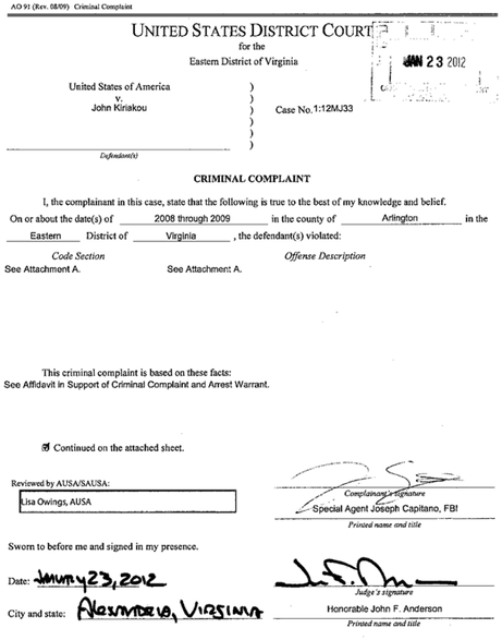 john kiriakou complaint