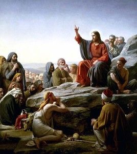 Jesus delivering the Sermon on the Mount.