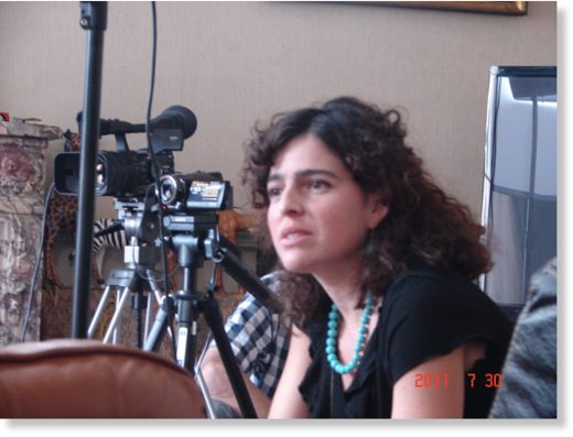 Click to enlarge Laura Knight Jadczyk filming interview
