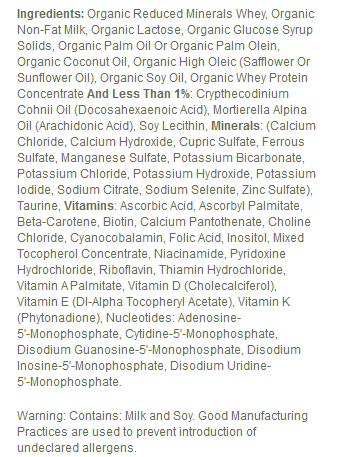 Click to enlarge Ingredients in Milk