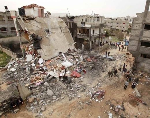 The site of an Israeli army attack in Gaza