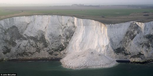 White cliff rockslide