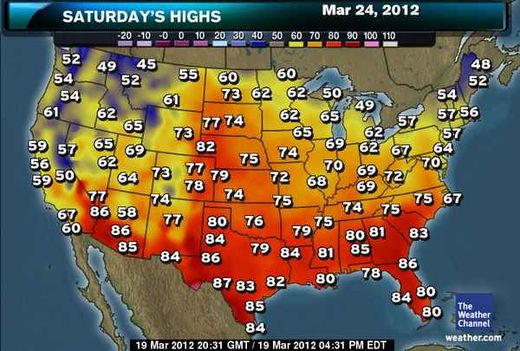 Click to enlarge US record temp map