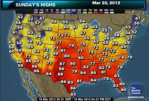 Click to enlarge US record temp map 2
