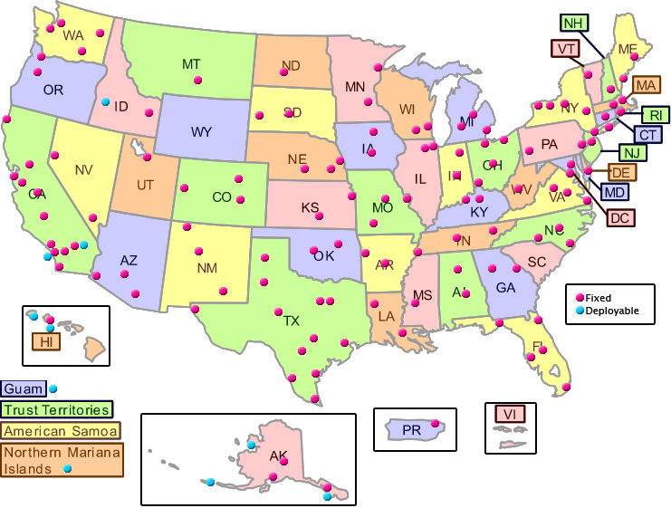 Click to enlarge rad monitor locations map US