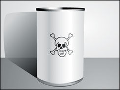 Click to enlarge skull & crossbones on can graphic