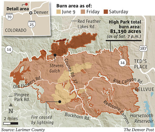 A fire in the Rosevelt National Forest