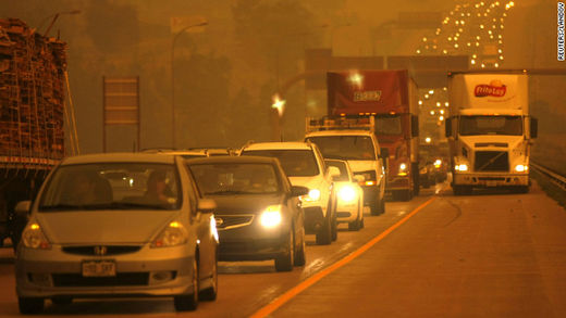Click to enlarge Smoke from the Waldo Canyon Fire engulfs Interstate 25 north of Colorado Springs, Colorado, as the blaze burns out of control Tuesday, June 26. The 6,200-acre Waldo Canyon Fire has caused 32,000 residents to be evacuated. At least six other fires are acti
