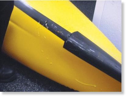 shark bite marks on kayak