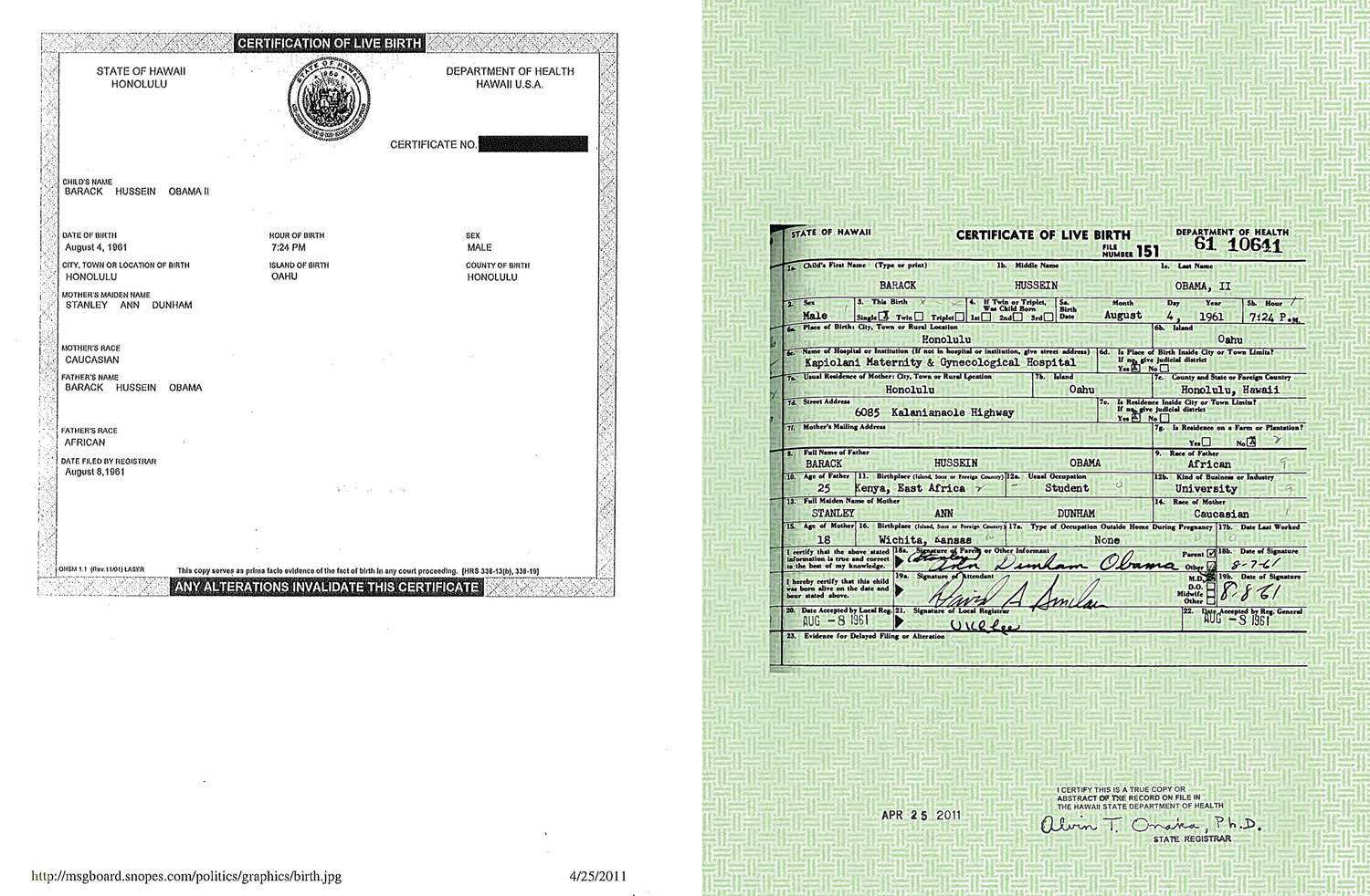 Obama Birth Cert