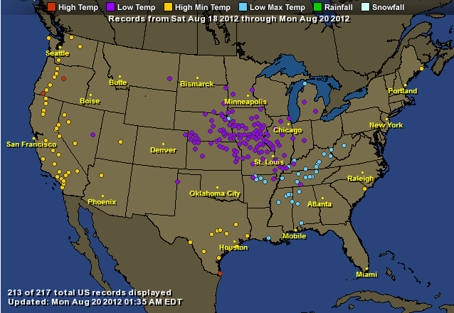 US low temps map