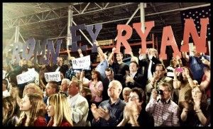 A crowd of Mitt Romney's supporters.