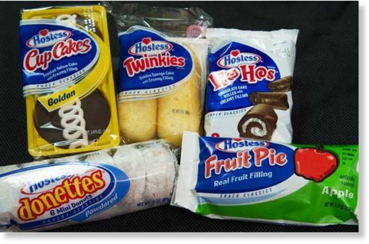 Hostess, twinkies, cup cakes, fruit pie