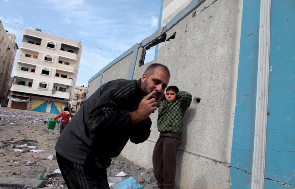 Palestinians reacting