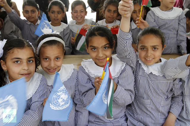 Click to enlarge Palestinian school children