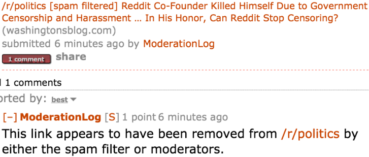 Reddit censorship