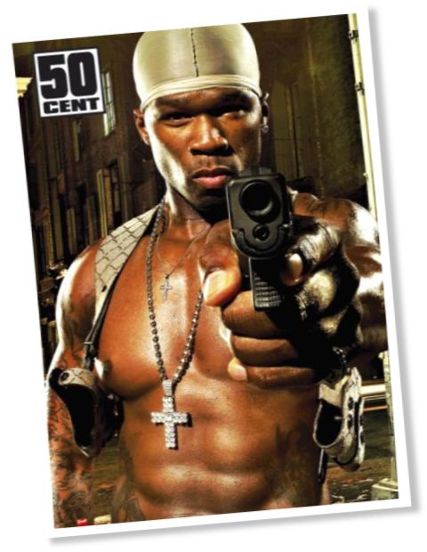 50 cent pointing a pistol