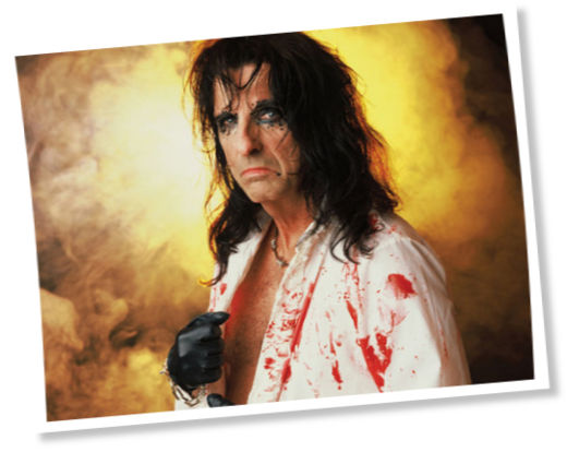 Alice Cooper in a White Bloody Shirt