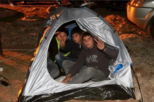 boys in tent