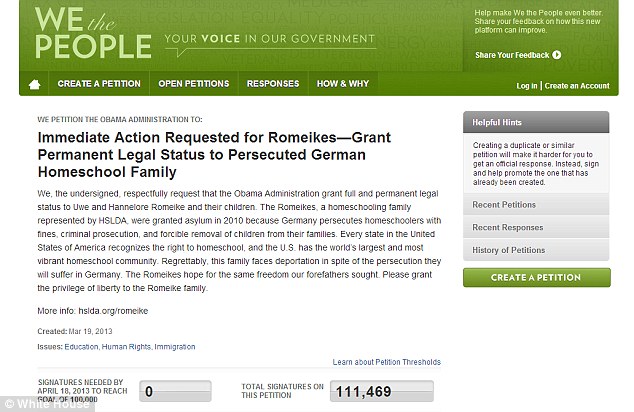 Click to enlarge Romeike petition