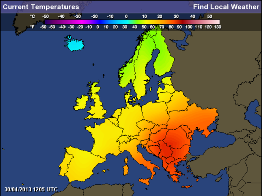 balkan temp map