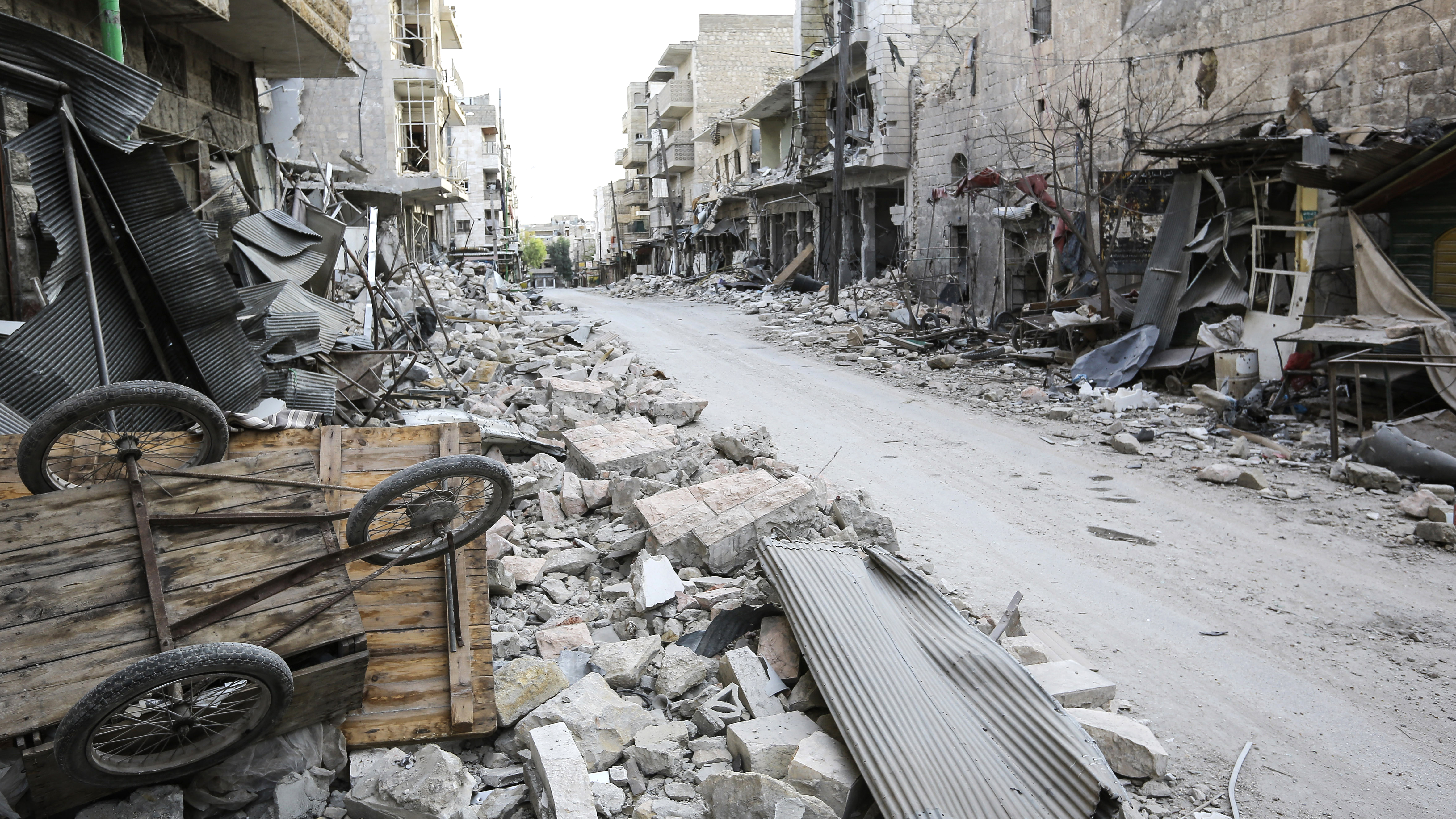 Bombed street in Syria