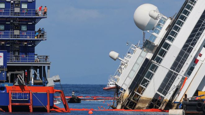 Costa Concordia being salvaged
