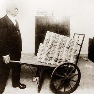 Wheelbarrow of money