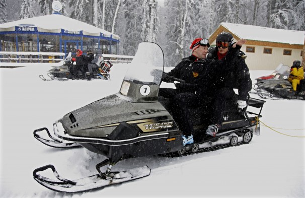 Putin rides snowmobile