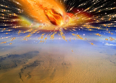 Comet exploding in atmosphere