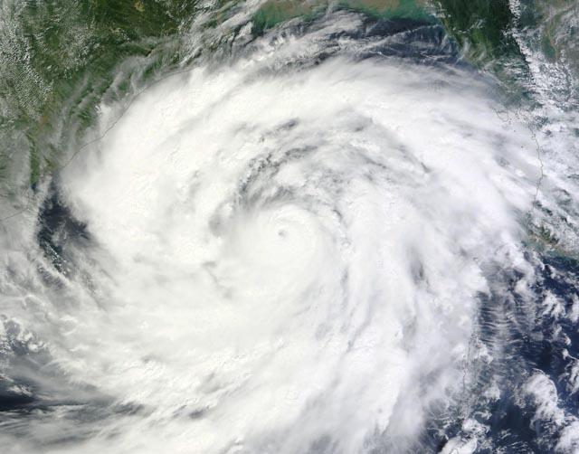 Click to enlarge NASA image of tropical storm Phailin
