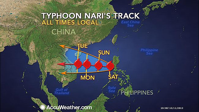 Click to enlarge Path of cyclone Nari