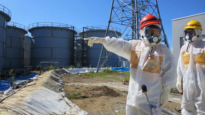 Hazmaat suited Fukushima workers