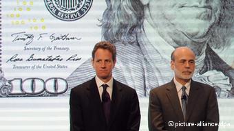 Click to enlarge Former Treasury Secretary Timothy Geithner (left) and Fed Chairman Ben Bernanke