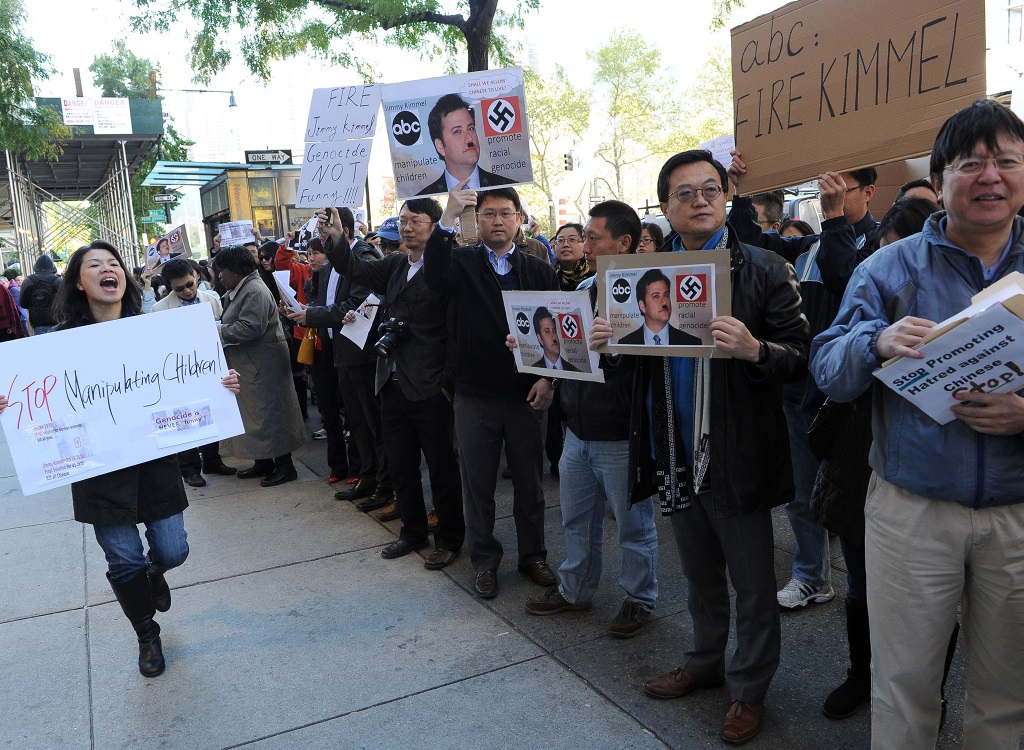 Jimmy Kimmel protestors NYC