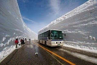 snow walls on highway