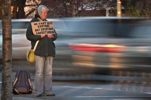 Click to enlarge homeless woman