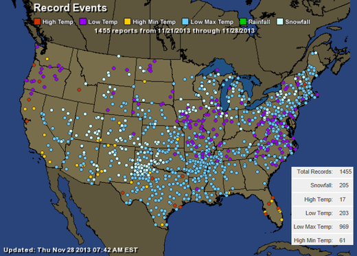 Record cold events