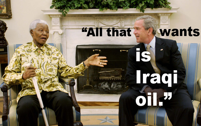 Nelson Mandela and George Bush