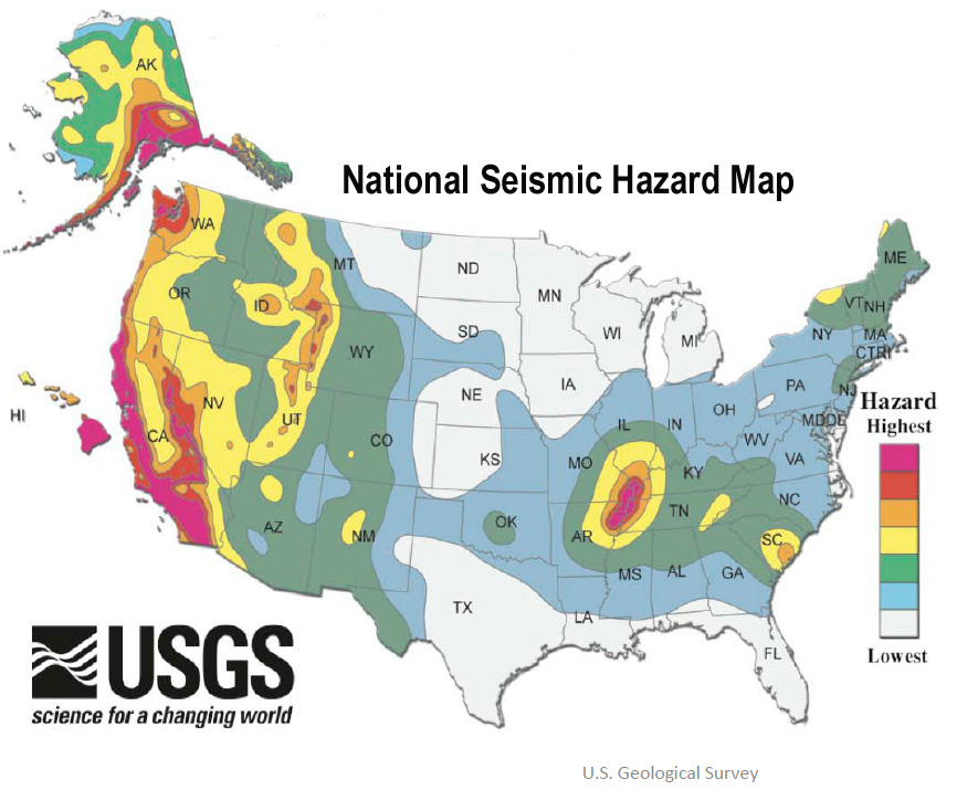 Click to enlarge US seismic hazard map