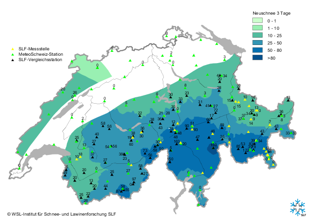 snow map for Switzerland