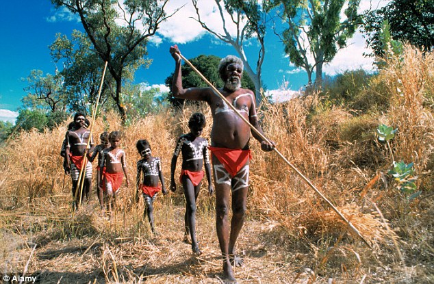 family of aboriginals strolling