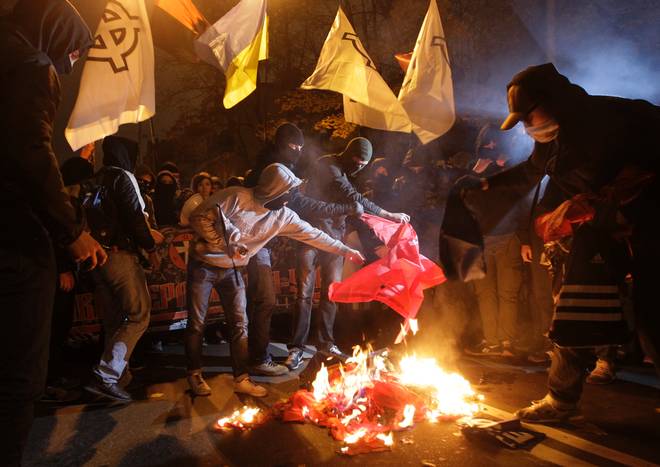 ukraine flag burning