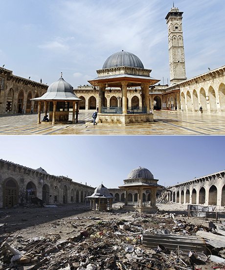 Umayyad mosque syria before after
