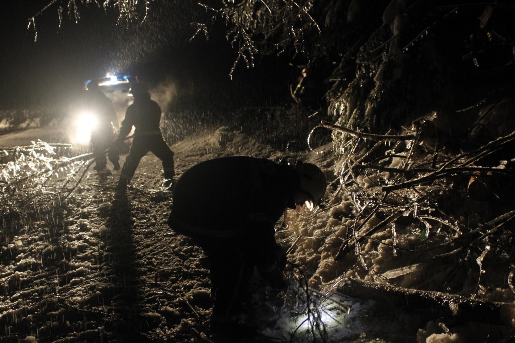 Slovenia Ice Storm Road Cleanup