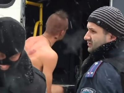 Naked man in Ukraine