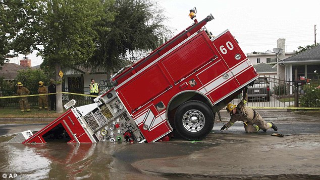 sinkhole fire truck